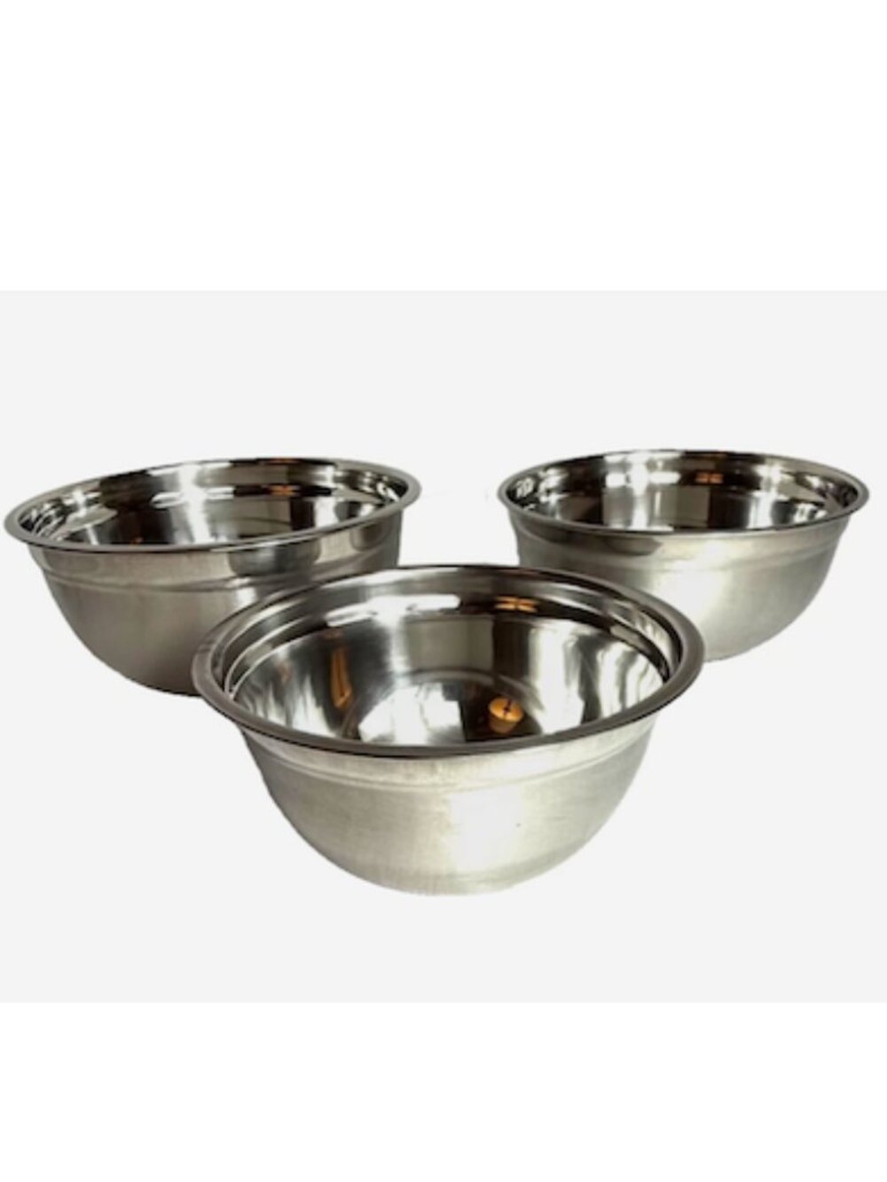 Stainless Steel Nesting Mixing Bowls Set of 3 With Lids Meal Prep Kitchen NEW